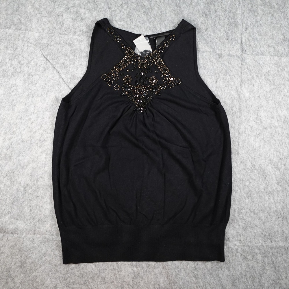Lane Bryant Top Women 18/20 Black NWT Beaded Embellished Jewel Sleeveless Knit - Picture 1 of 10
